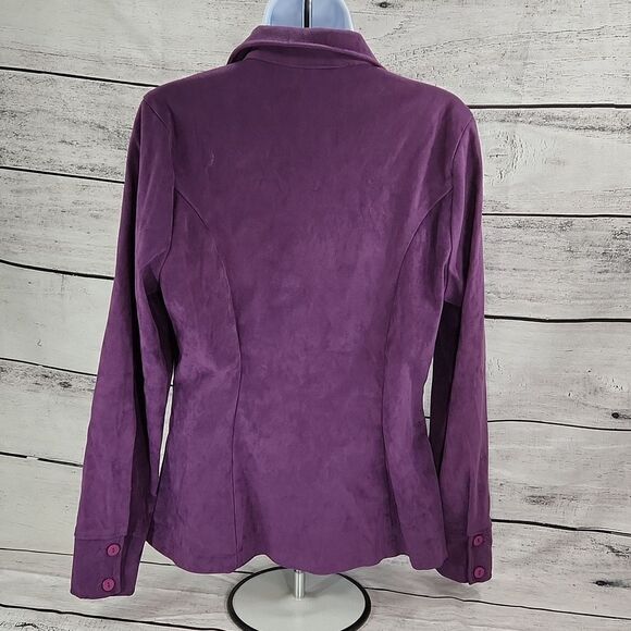 💚Vintage Paris Sport Club Purple Buttoned & Collared Fitted Top Large - Picture 4 of 13